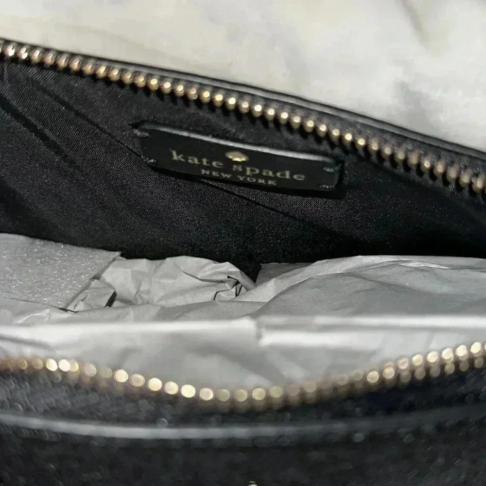 Kate Spade Tinsel Glitter Fabric Small Co Black